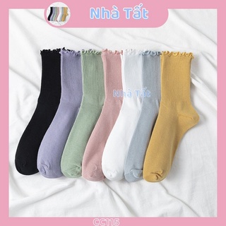 Tất nữ cổ cao bèo nhún full màu cc115 phong cách vintage hàn quốc nhà tất
