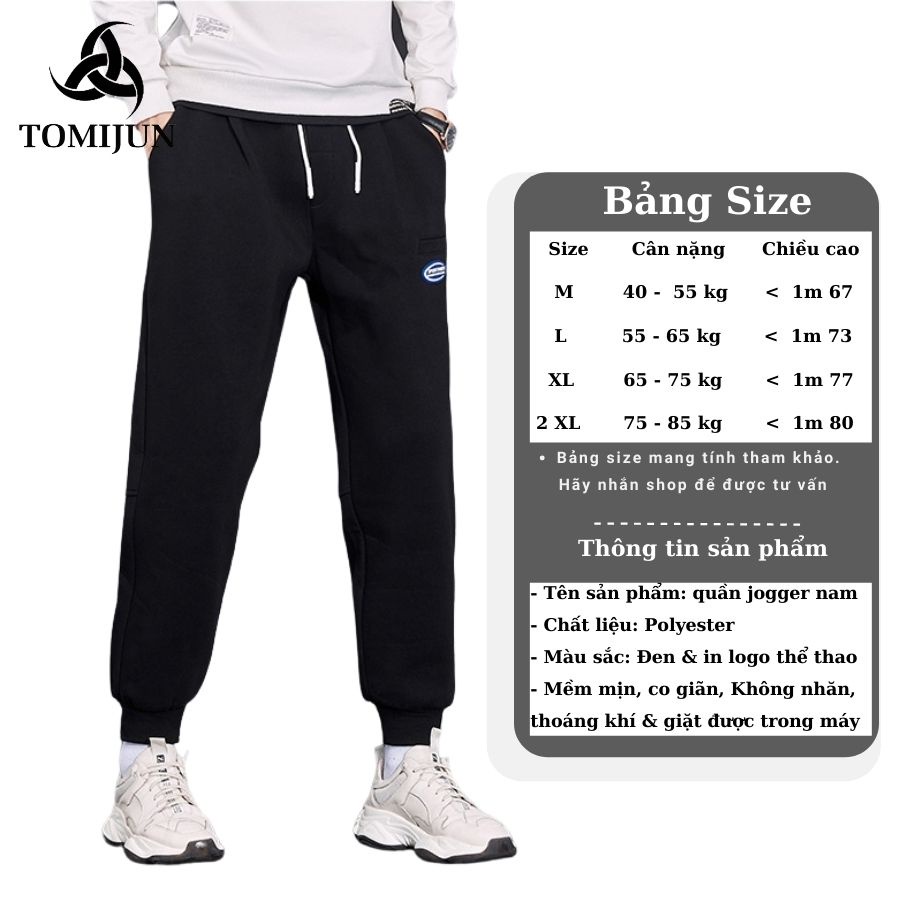 Quần jogger, quần thể thao nam TOMIJUN chất liệu thun co giãn 4 chiều, không nhăn xù, bo ống chân phong cách Hàn Quốc
