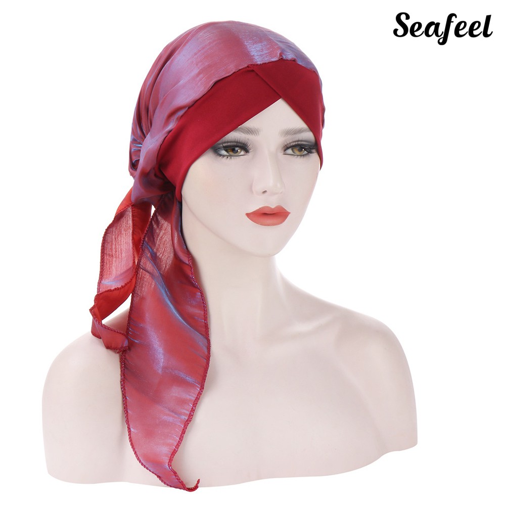 Mũ turban đuôi dài hoạ tiết tùy chọn thời trang cho nữ