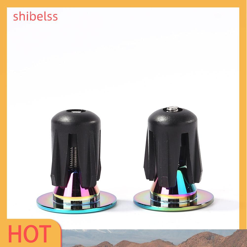 （ʚshibelss）2x Burnt Blue Bike Handle Bar End Cap Aluminum Alloy MTB Road Bike End Plug