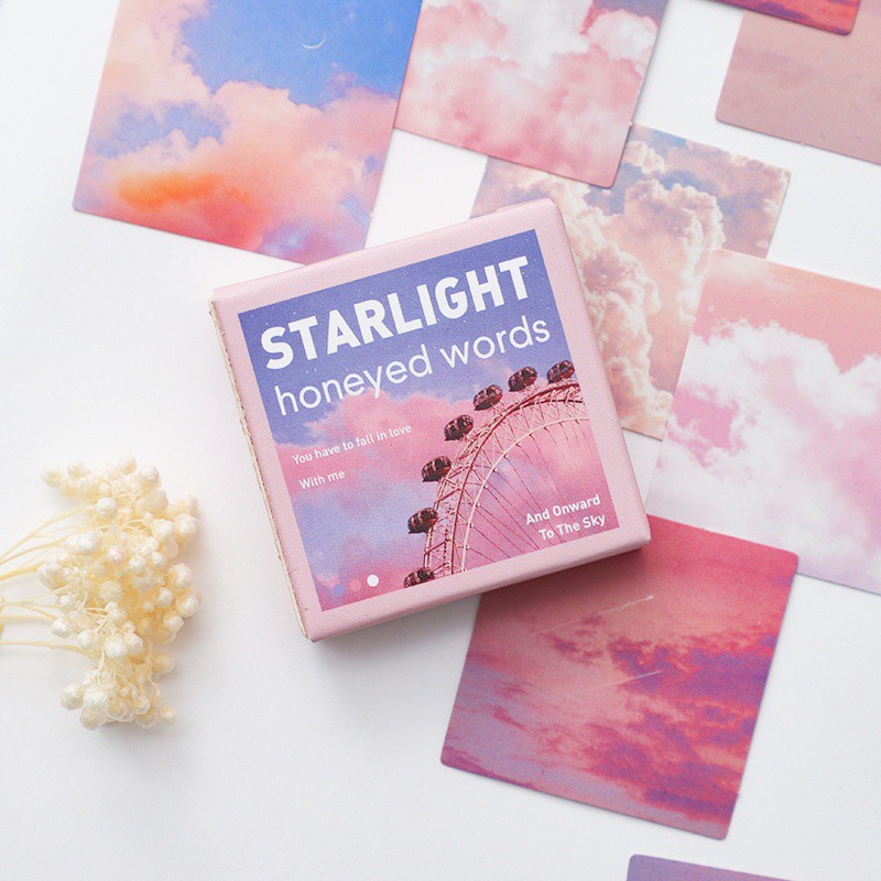 Hộp 46 Miếng Dán Trang Trí Sổ Tay Hình Ảnh Bầu Trời Hồng Và Mây Dễ Thương