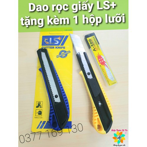 Dao rọc giấy lớn LS+ tặng kèm 1 hộp 10 lưỡi dao