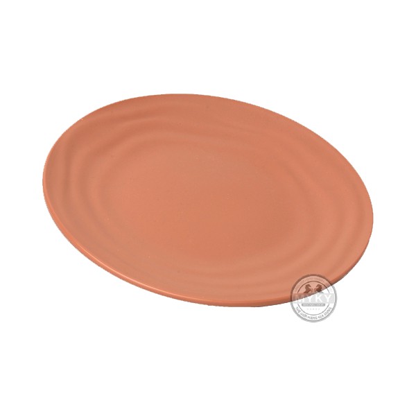 Dĩa lót chén gần tròn nhựa 13.9 x 3.3 cm melamine đĩa phíp gân sâu nhám đen - Dish F-DGS06N