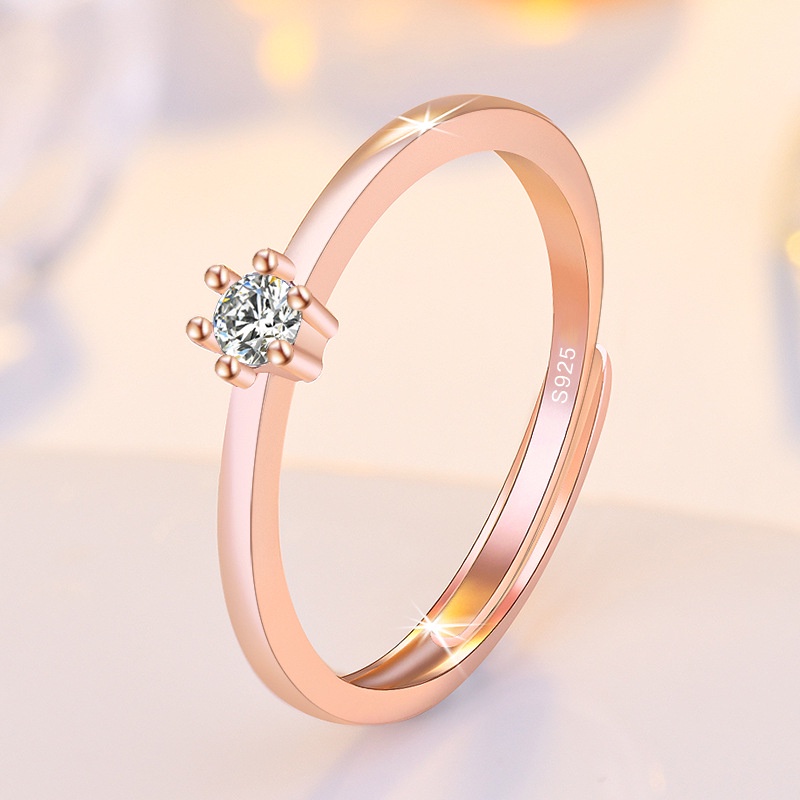 925 sterling silver ring with artificial diamonds simple fashion for women