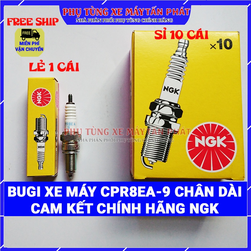 Bugi Xe Máy Chính Hãng NGK Thái Lan CPR8EA-9 (Chân Dài) Gắn Cho Xe Exciter 150 (fi), Air Blade AB 125(fi) ,Future II