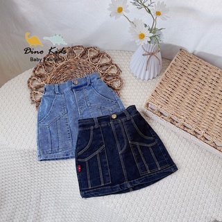 Chân váy bé gái chỉ nổi, Chân váy jeans sành điệu cho bé gái