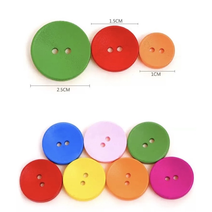 Nút gỗ sắc màu - túi 10 cái