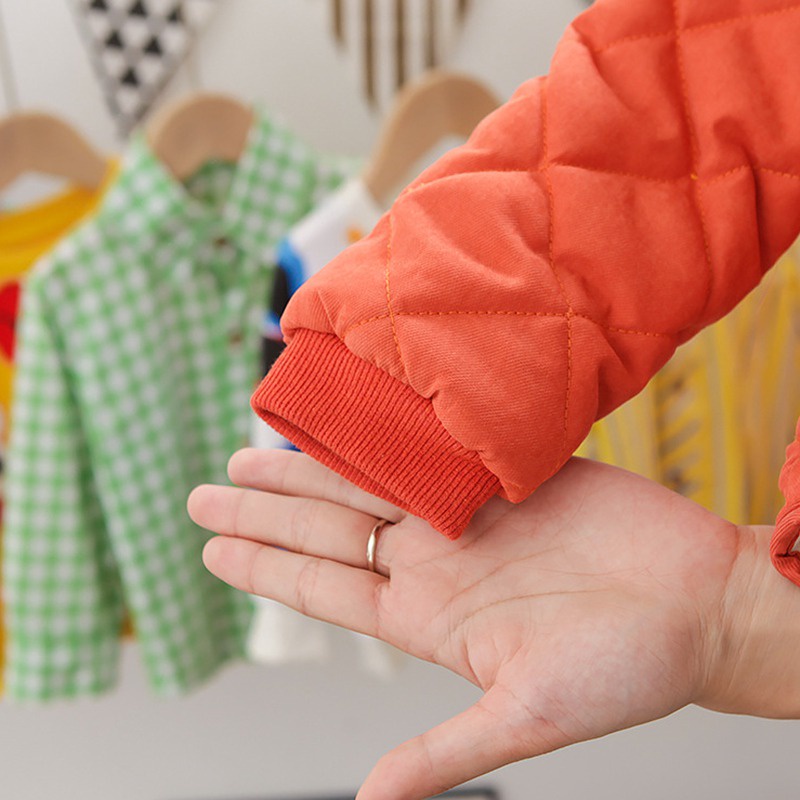 Áo khoác lót nhung cotton phong cách đơn giản thời trang thu đông ấm áp dành cho trẻ em