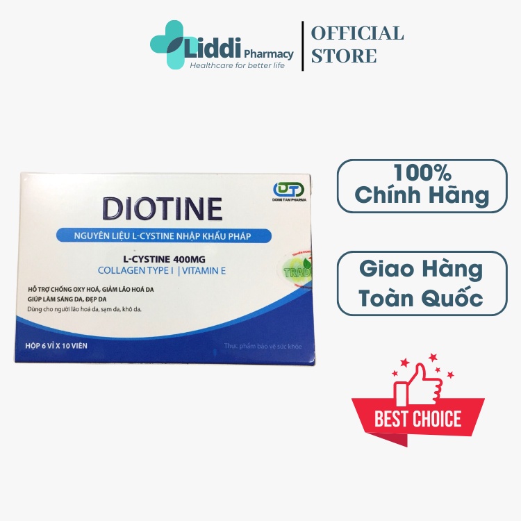Viên uống trắng da, giảm sạm da, chống lão hóa Diotine hộp 60 viên