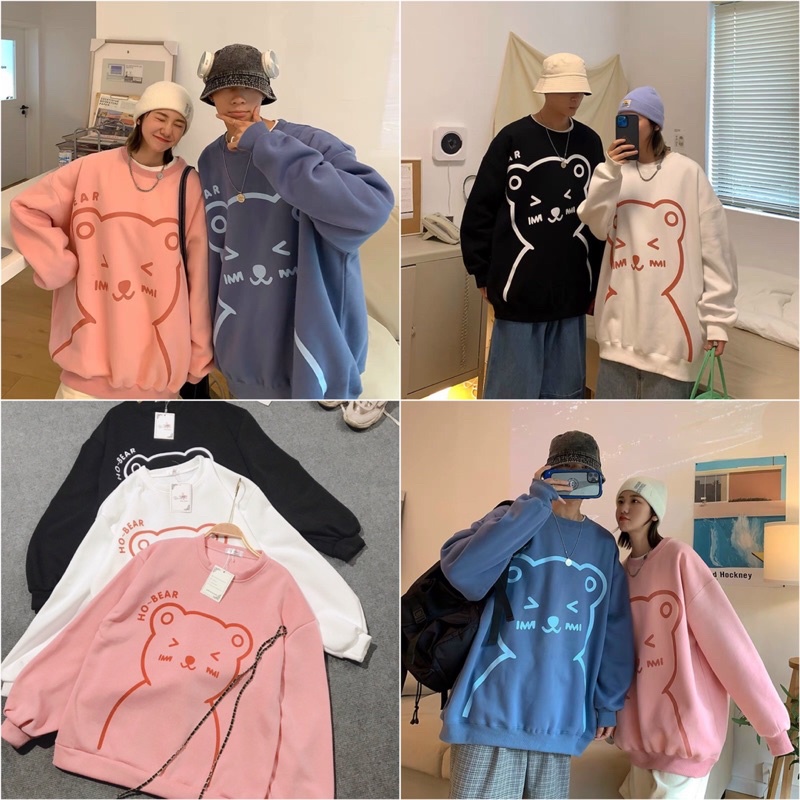 Áo Sweater Nỉ Gấu Ho Bear Form Rộng, Áo Đôi Nỉ Nam Nữ | BigBuy360 - bigbuy360.vn