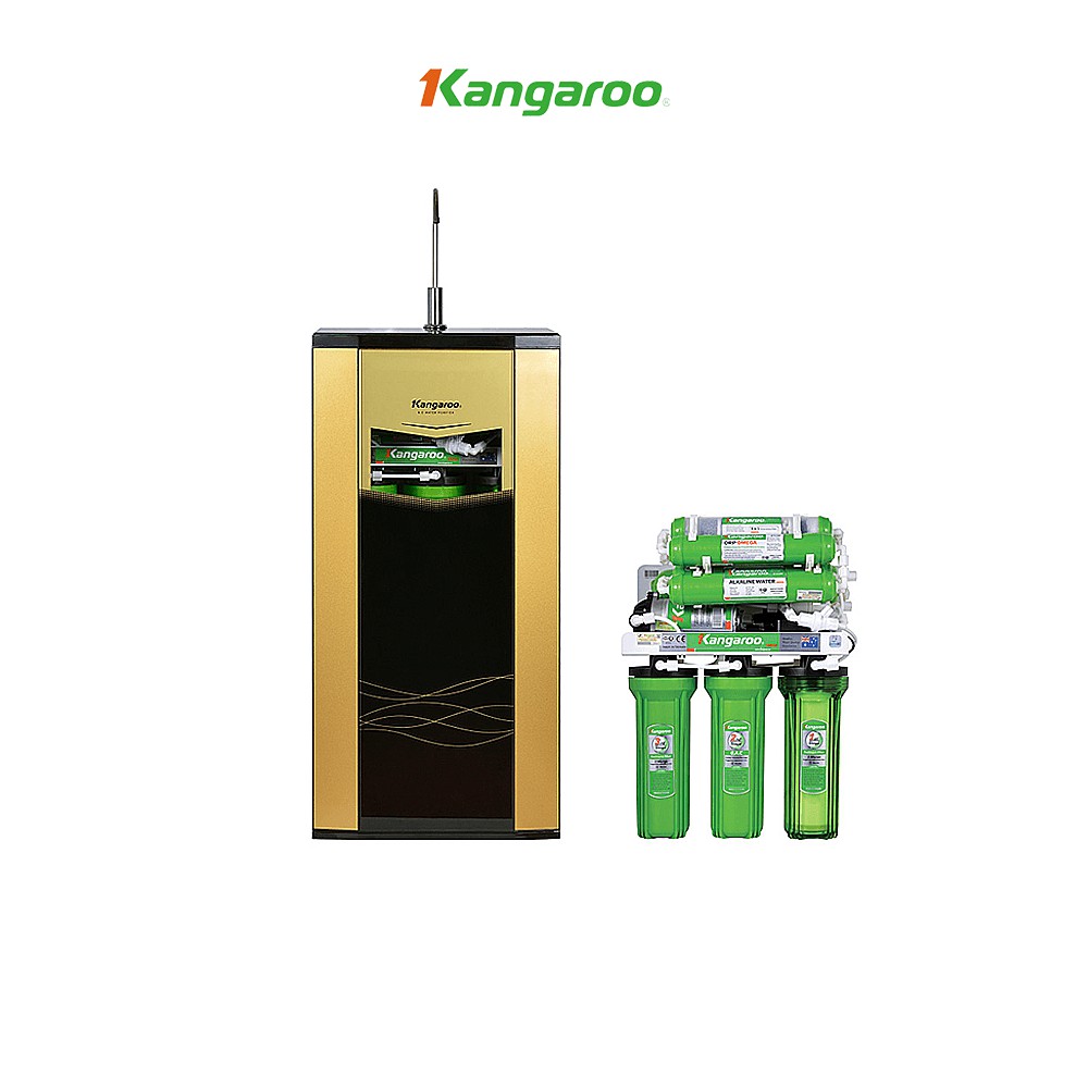 Thiết bị lọc nước Kangaroo RO, 9 lõi Omega model KG110A vỏ tủ VTU màu vàng (kèm carton)