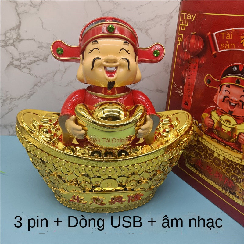 ✆▲Thần Tài gật đầu lớn Đồ trang trí quá khổ pin năng lượng mặt trời Thần Tài khai trương cửa hàng tại nhà thu hút tài lộ