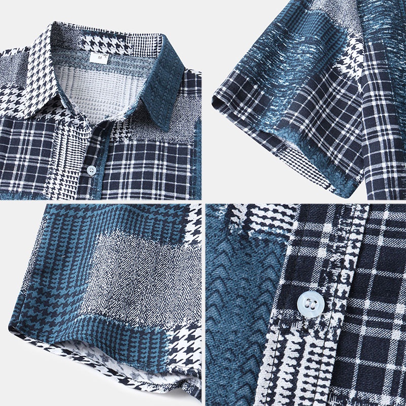 Áo Sơ Mi Nam Ngắn Tay Cài Nút Họa Tiết Sọc Caro Size Lớn 2022