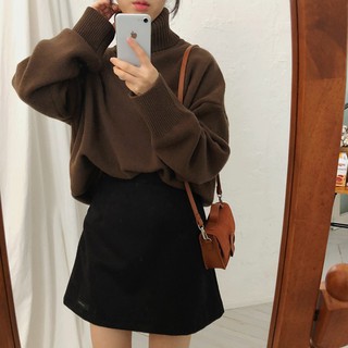 Ulzzang Áo len cổ lọ Oversize M148-1