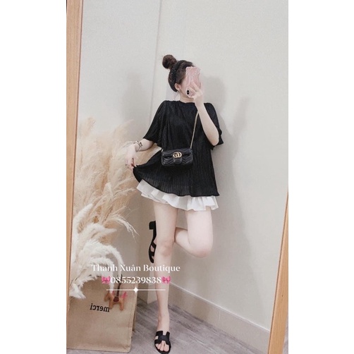 Áo dập ly tay cánh tiên dáng xoè