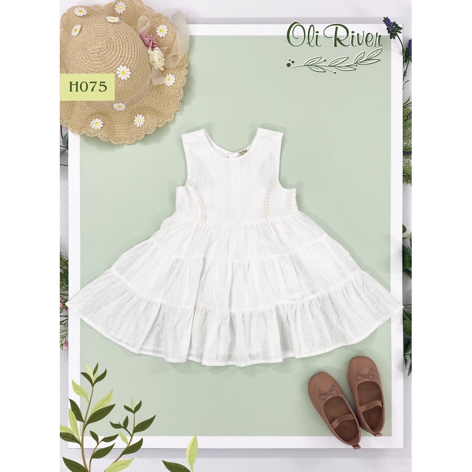 Váy bé gái sát nách cổ tròn dáng suông