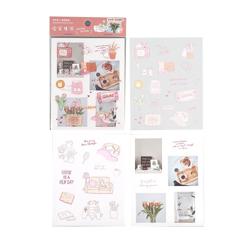 Set 3 tấm sticker cute hình dán sổ tay chủ đề Mùa Thảnh Thơi