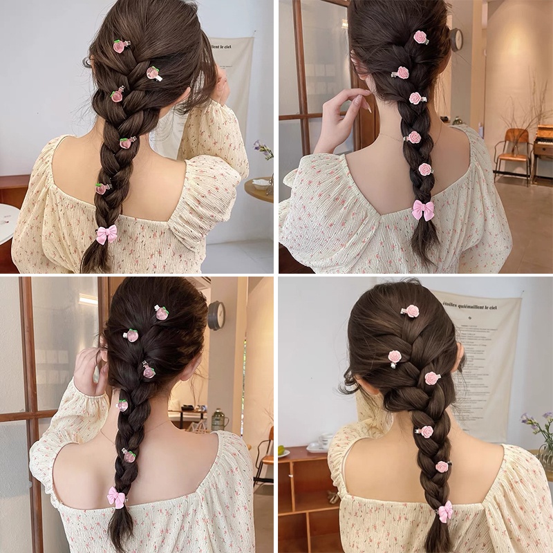 Kẹp Tóc Hình Nơ Họa Tiết Trái Tim Xinh Xắn Cho Nữ