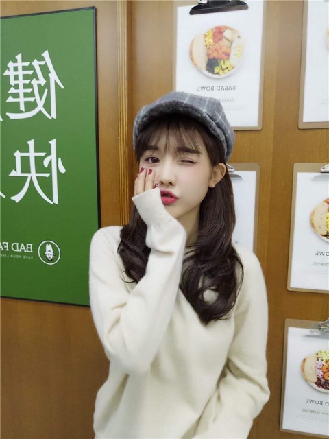 Mũ nồi lưỡi trai kẻ caro, nón beret kẻ caro siêu xinh