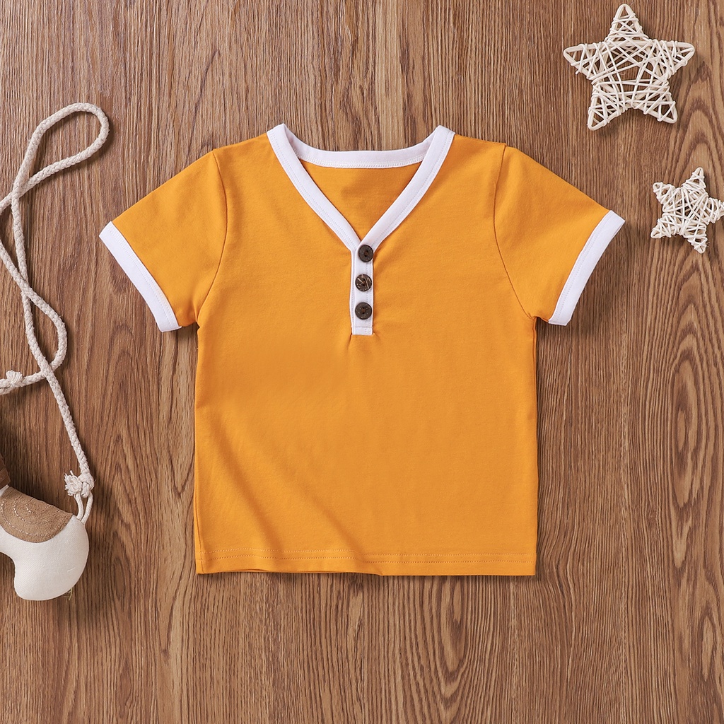 Set Đồ Mùa Hè 2 Món Gồm Áo Thun Cotton Tay Cộc + Quần Short Đơn Giản Cho Bé 1-5 Tuổi