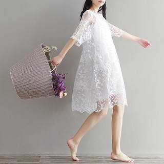 Đầm ren trắng thêu 320