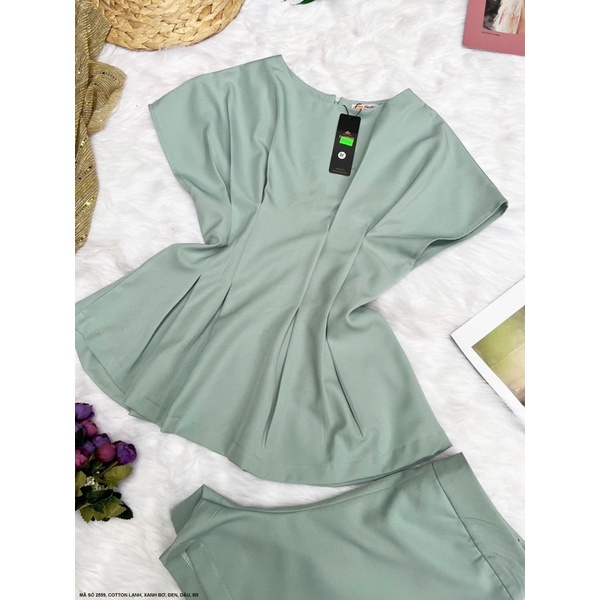 Set bộ áo quần rời dáng peplum xoè cho bạn nữ đi chơi, dạo phố