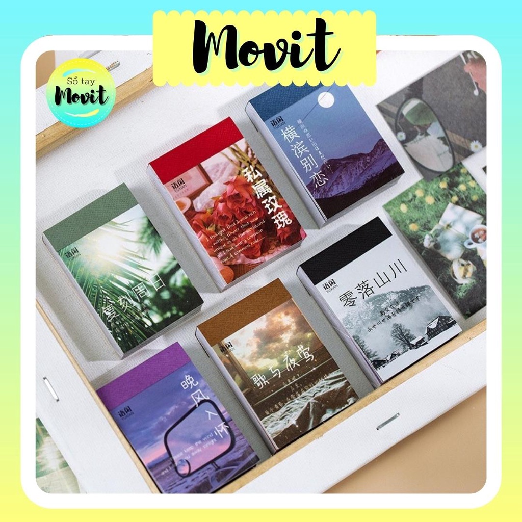 Cuốn 50 giấy dán hình phong cảnh làm bullet journal