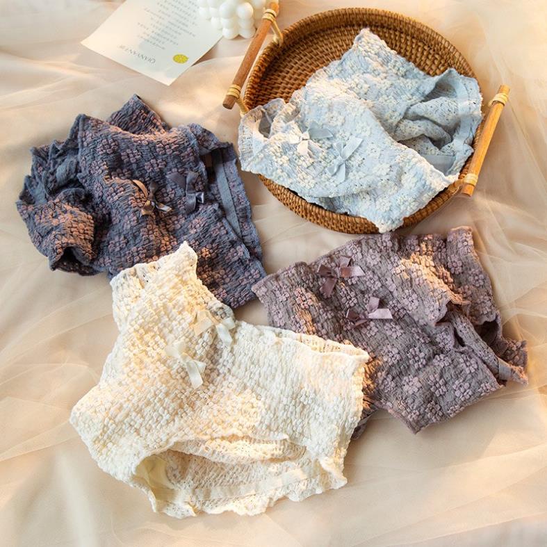 Quần Lót Nữ 4D Ren Nhúm Ngàn Hoa Nơ Xinh Xắn, Kháng Khuẩn Cao Cấp QL18 - LADY