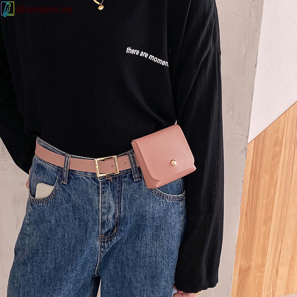 Ví đựng tiền kèm dây đeo thắt lưng bằng da Pu dáng mini hình động vật cổ điển cho nữ