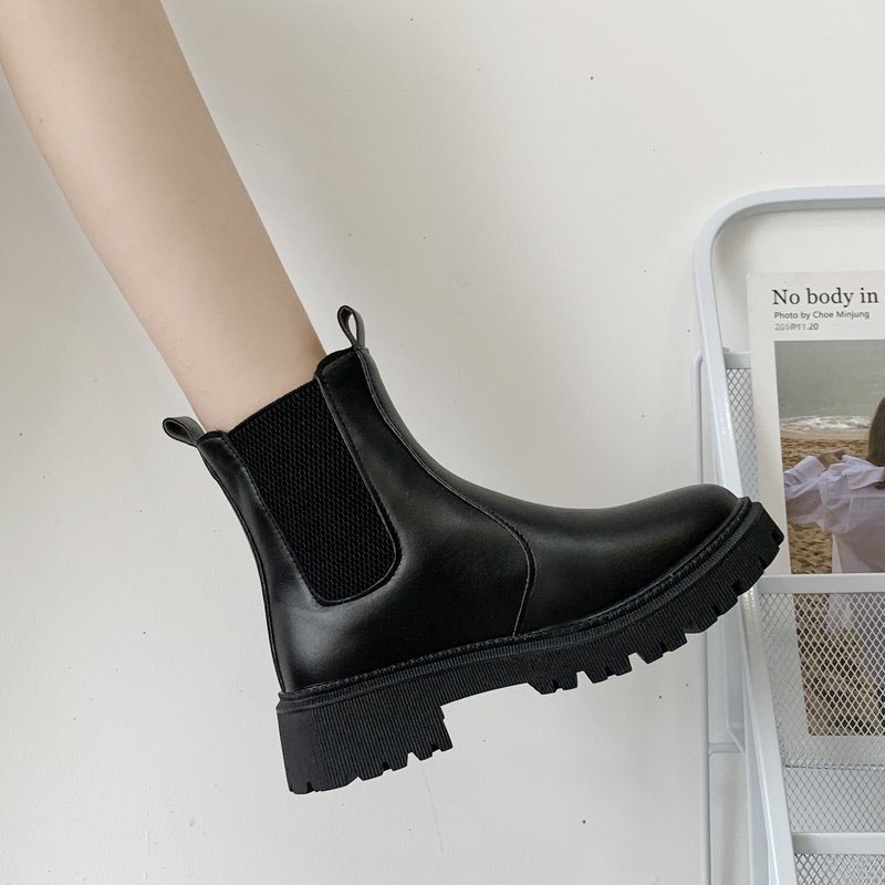 Giày bốt da IELGY cao gót phong cách Hàn Quốc năng động cá tính dành cho nữ