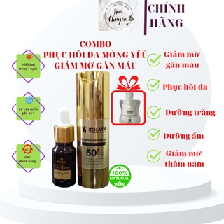 Combo phục hồi da mỏng yếu, làm mờ gân máu, kem chống nắng phục hồi da, serum phục hồi da