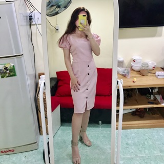 Đầm tiểu thư caro hồng