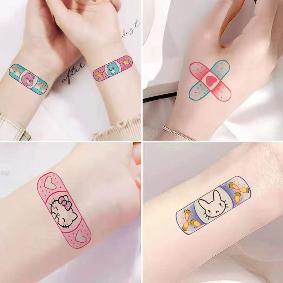 Hình Xăm Dán Băng Cá Nhân Hoạt Hình Dễ Thương Phong Cách Hàn Quốc Có 7 Kiểu Khác Nhau
