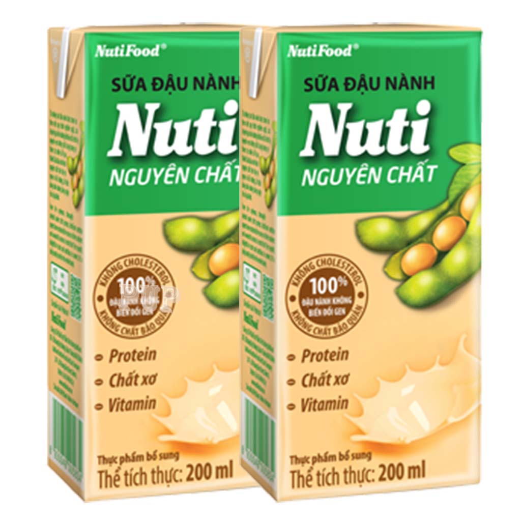 2 Hộp Sữa Đậu Nành Nuti Nguyên Chất 200ml