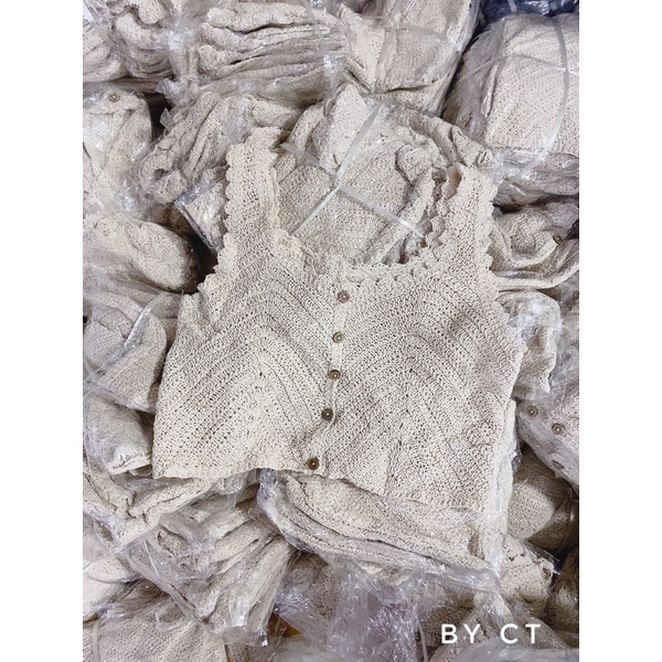 ÁO REN LEN 2 DÂY CÚC GỖ MS11772