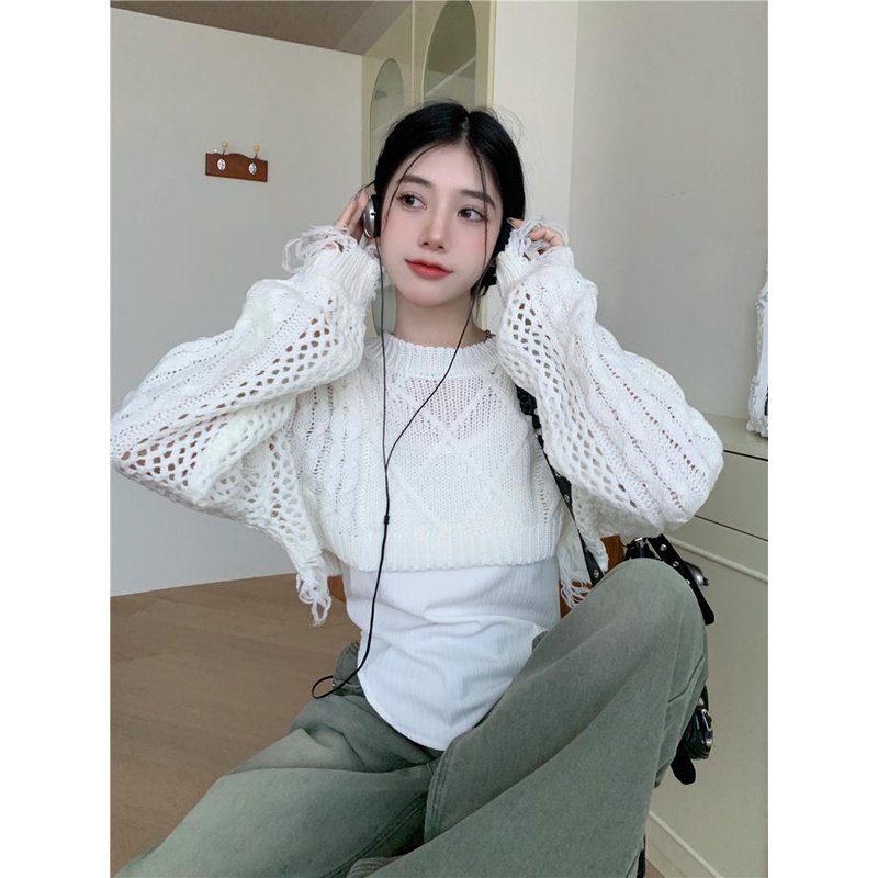 Bộ Áo Sweater Dệt Kim Dáng Rộng + Quần Short Xinh Xắn Theo Phong Cách Mùa Thu Dành Cho Nữ