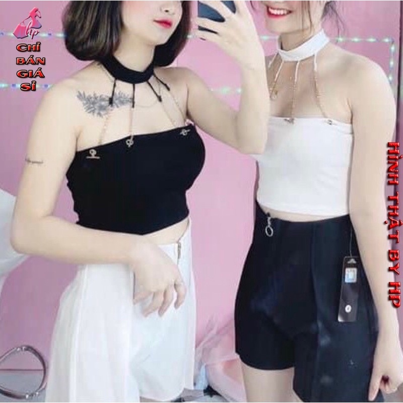 áo ống croptop phối 4 dây xích thun co giãn mẫu mới thời trang -A37 | WebRaoVat - webraovat.net.vn