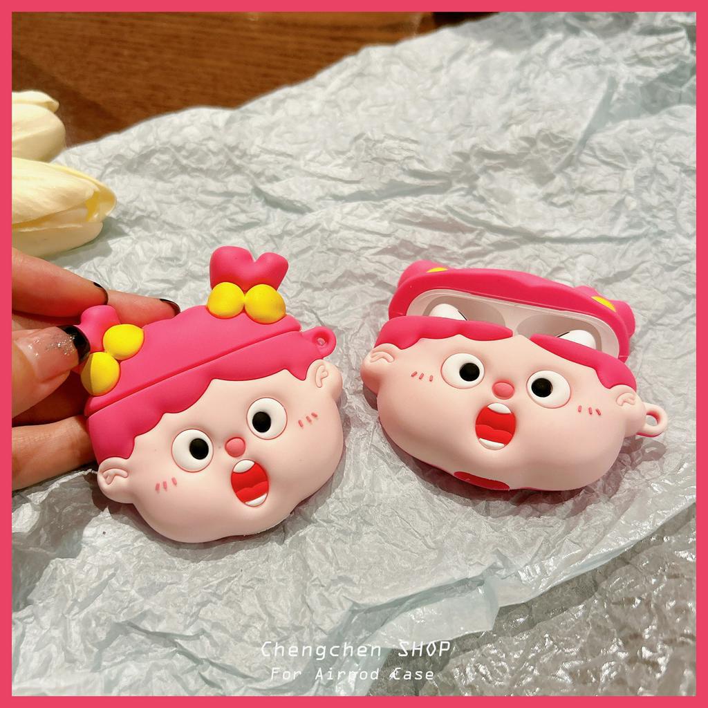 Vỏ Bảo Vệ Hộp Sạc Tai Nghe AirPods3rd gen 2023 / Pro2 Họa Tiết Cô Gái Bện Xinh Xắn Dễ Thương Ốp