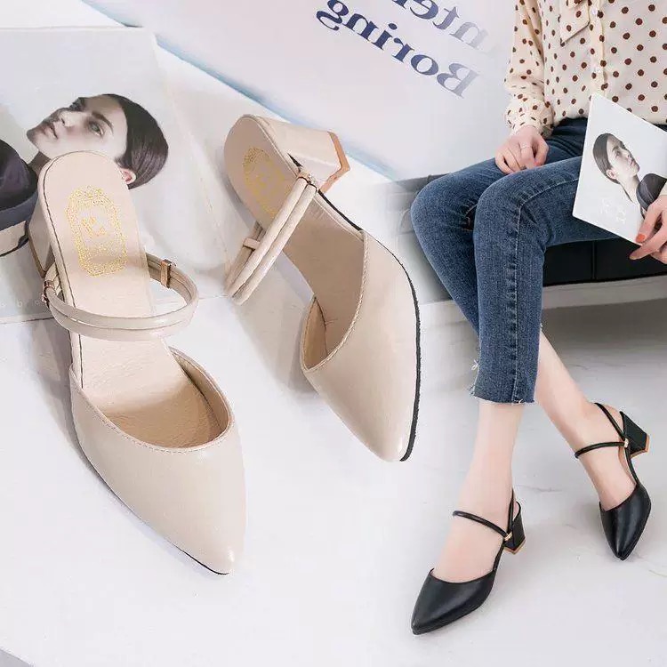 Giày sandal đi được 2 kiểu chất da mềm 5p  mã 32