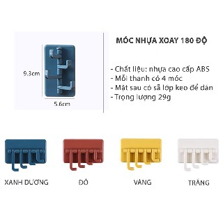 [Có Sẵn Hàng] Móc treo dán tường đa năng 4 khóa và xoay 180 độ tiện dụng - Móc treo dán tường