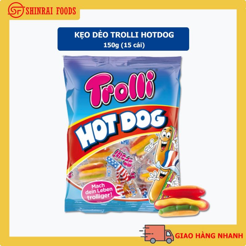 Kẹo dẻo vị trái cây hình hotdog Trolli Đức- gói 150g