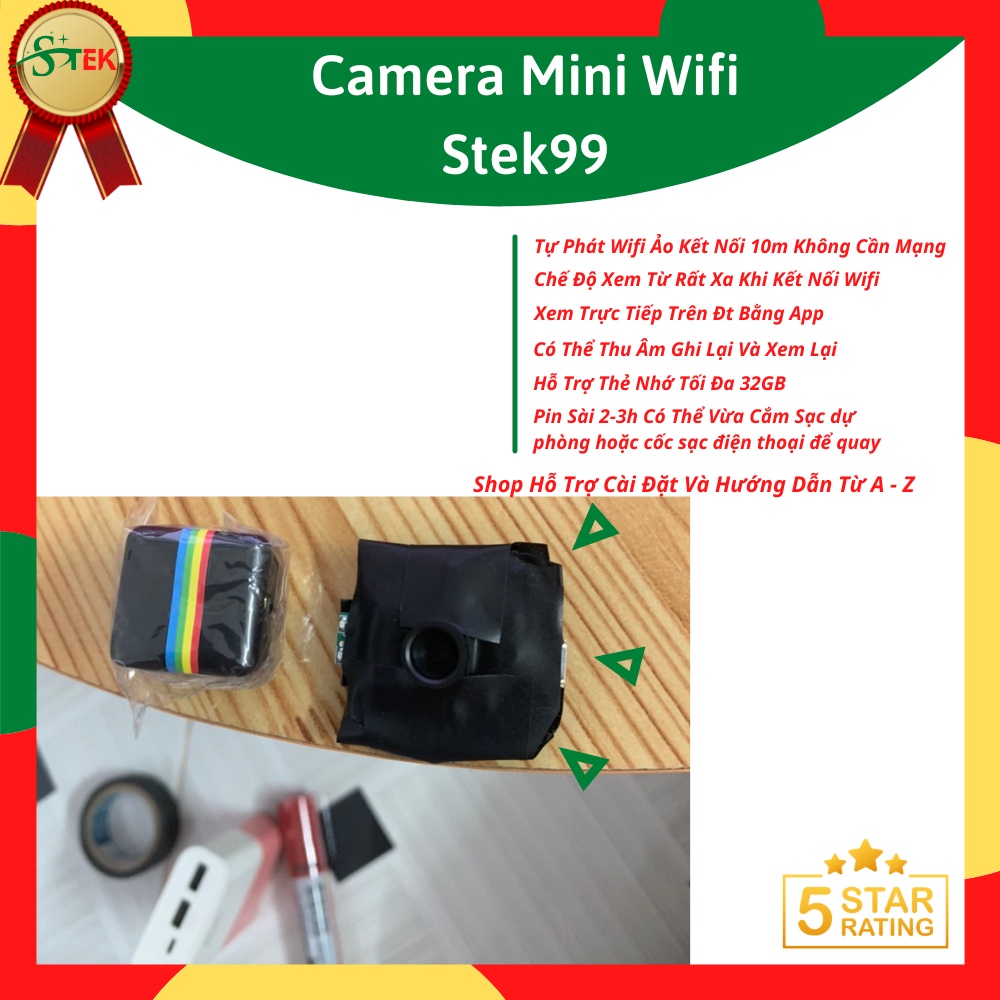 Camera Mini Wifi Xem Trực Tiếp Trên Điện Thoại Bằng App Gọn Nhẹ Thu Âm Ghi Hình Khó Phát Hiện Hỗ Trợ Thẻ SD 32GB