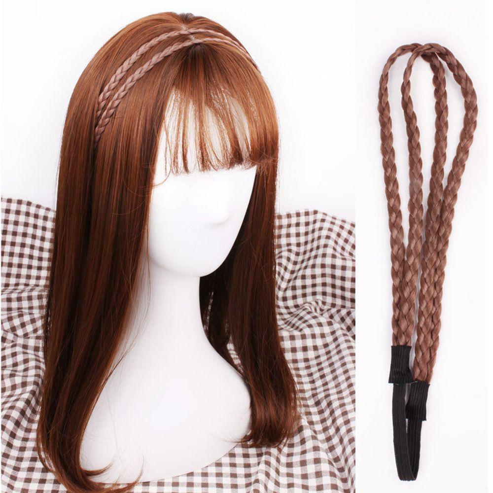 Băng Đô Cài Tóc Giả Thắt Bím Bằng Sợi Tổng Hợp Co Giãn 4 Màu Tùy Chọn