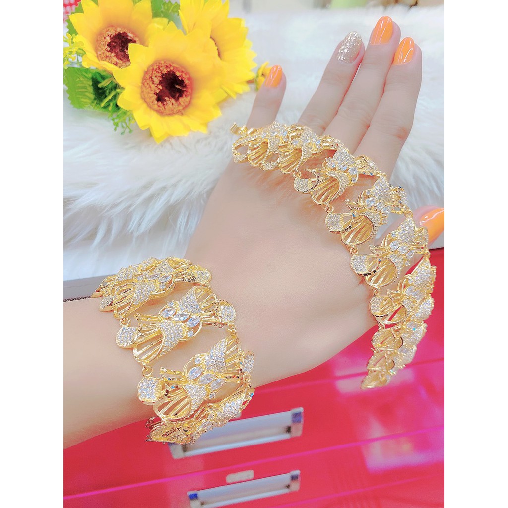 Lắc tay nữ UHA, lắc tay phong thùy bền màu thiết kế cao cấp sáng lấp lánh L3543270A-900