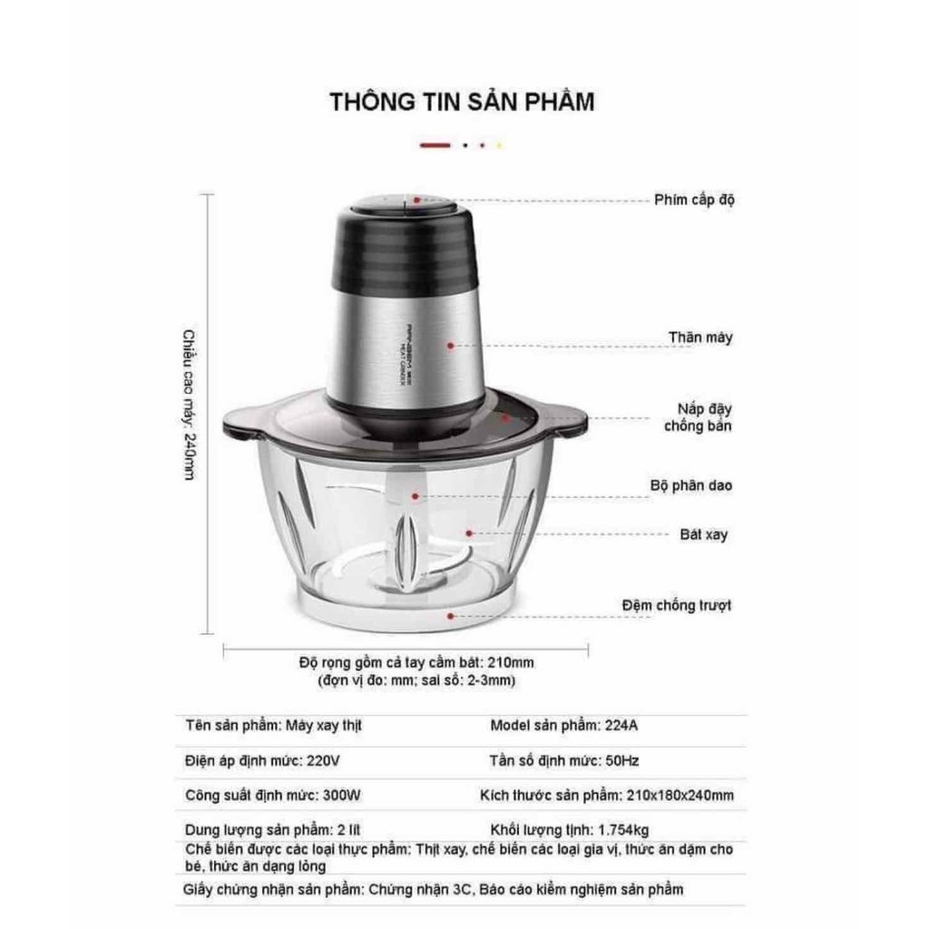 [Mã ELMS5 giảm 7% đơn 300K] Máy xay thịt đa năng RANBEM 224A