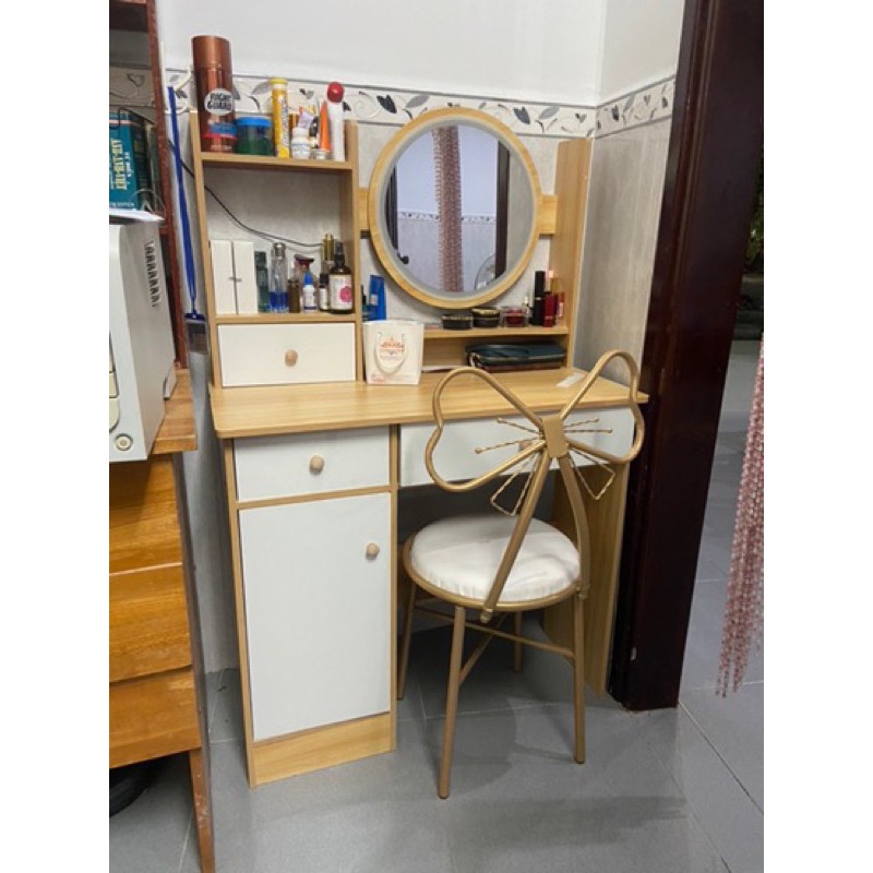 Bàn trang điểm phong cách hiện  đại có đèn lED (tặng kèm ghế nơ) có ảnh thật | BigBuy360 - bigbuy360.vn