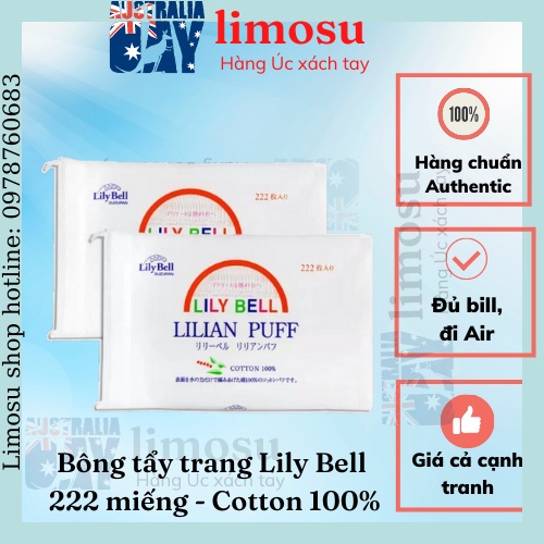 Bông tẩy trang Lily Bell 222 miếng - Cotton 100%