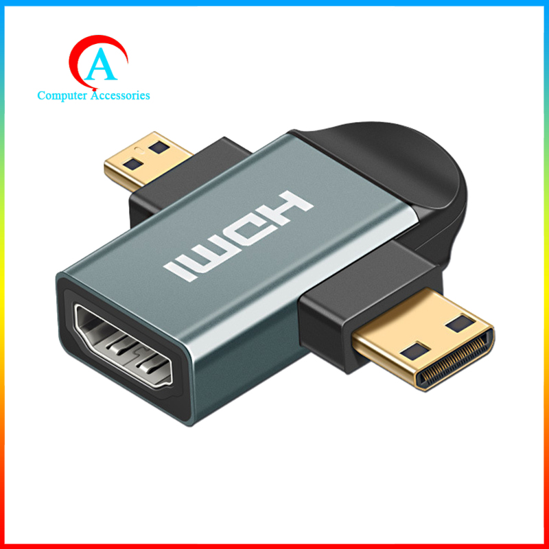 3in 1 HDMI Female to Mini HDMI Male + Micro HDMI Male Adapter