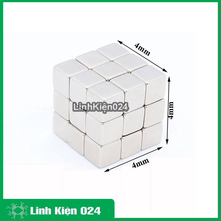 Bộ 10 Viên Nam Châm Đất Hiếm Vuông 4x4x4mm Siêu Từ Tính