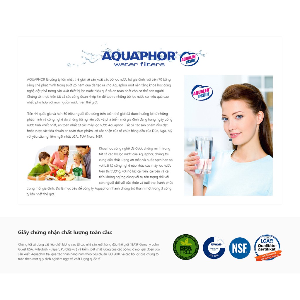 Máy Lọc Nước AQUAPHOR MODERN - Công nghệ NANO, Không dùng điện, Lọc nước tại quầy, Hàng Chính Hãng